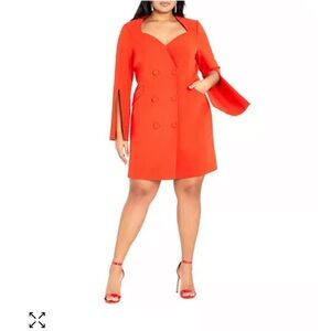 Chic Orange Double-Breasted Dress